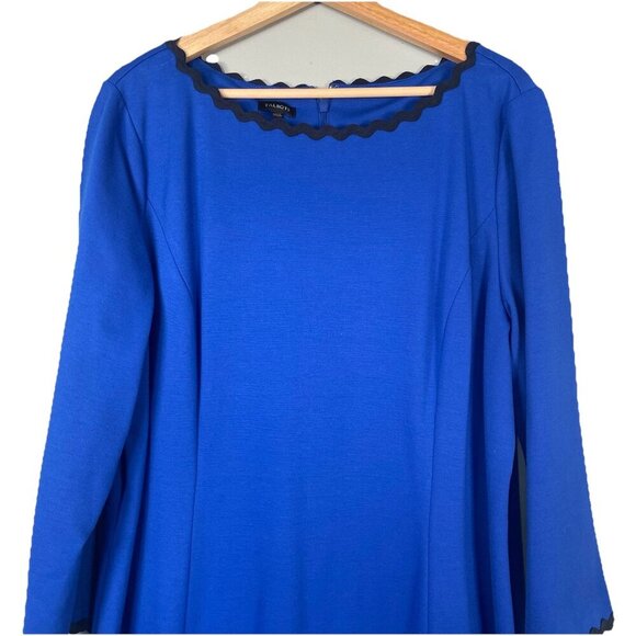 Talbots Refined Ponte Rickrack Trimmed Blue Sheath Midi Dress Size 20 Office - Picture 3 of 11